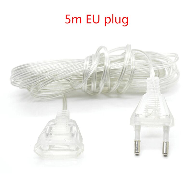 Cable extensor de 3/5M, enchufe UE/EE. UU. para Navidad, iluminación para de boda, cadena de luces LED para vacaciones, cable de extensión de luz para cortina: Rojo