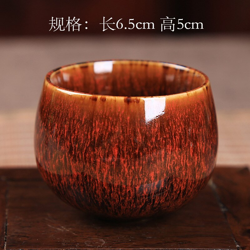 Kiln Baked tian mu you jian zhan Cup Ceramic Kung Fu Tea Set Small Teacup Tea Bowl Master Cup Pu'er Tea Teacup: High Reds