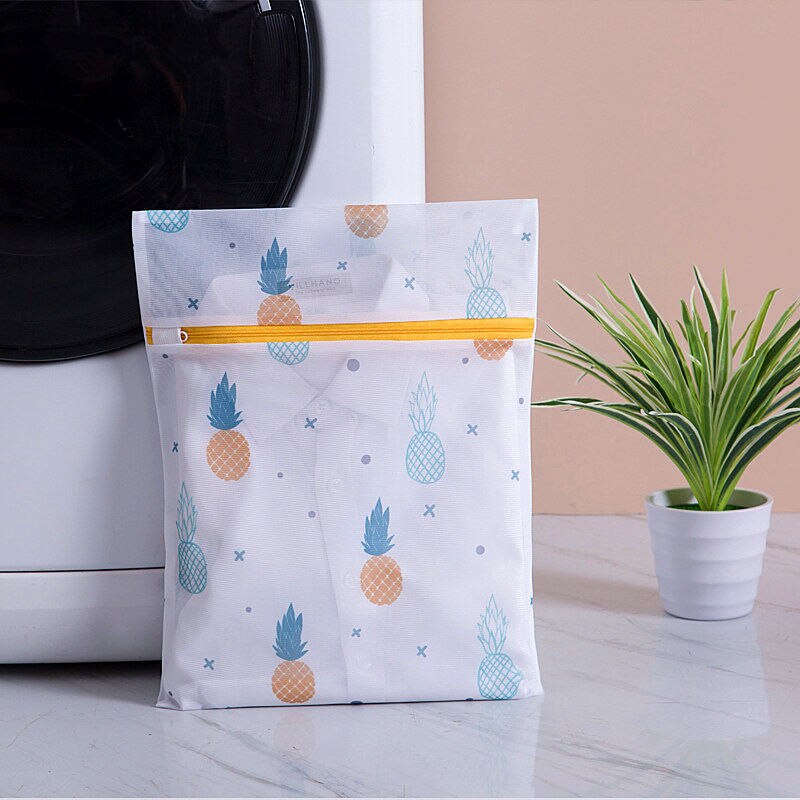 Pineapple Printing Laundry Bag for Washing Machine Polyester Mesh Bra Pouch Underwear Washing Bag Dirty Clothes Organizer Bags