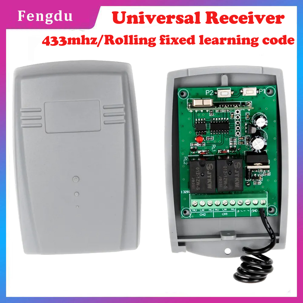 Receptor de Control remoto Universal para puerta de garaje, 2 canales, para ERREKA ACM CAME DEA DOORHAN AT-4 MOTORLINE DITEC, código rodante fijo de 433mhz