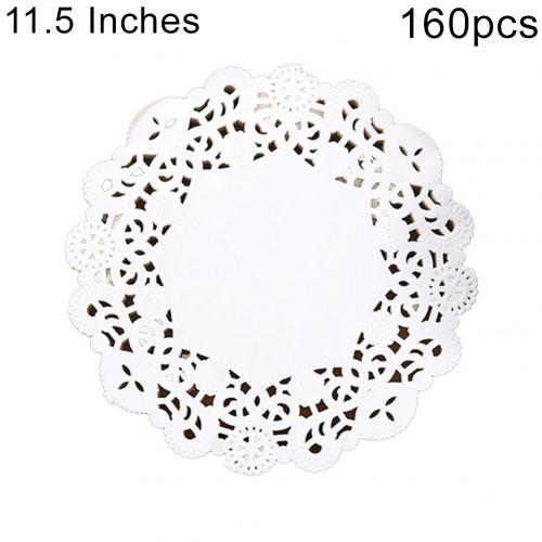 160Pcs 10.5/11.5/12.5 Inch Wegwerp Cake Papieren Borden Ronde Kleedje Kant Snack Papier Placemat Voor Desserts vinger Voedsel Muffins