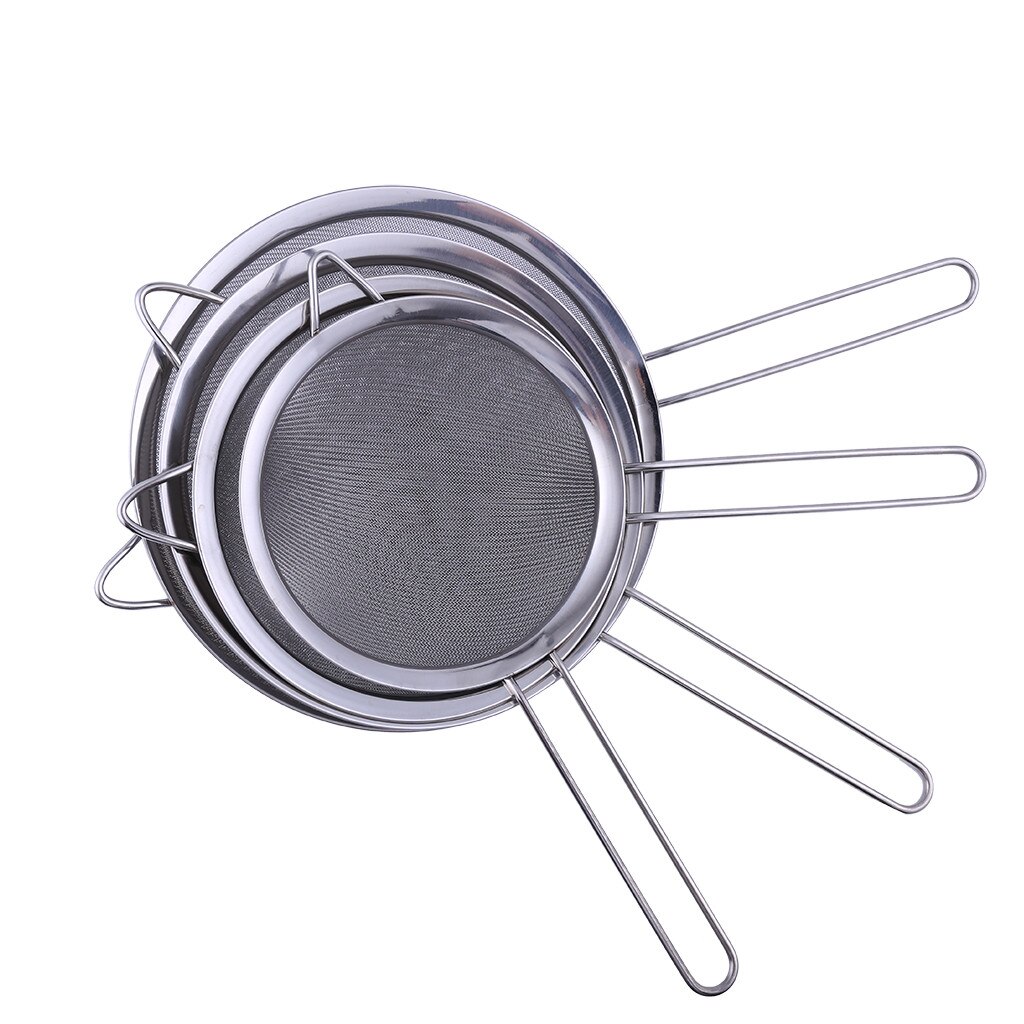 7 Sizes Stainless Steel Wire Fine Mesh Oil Strainer Flour Sifter Sieve Colander Kitchen Cooking Spoon