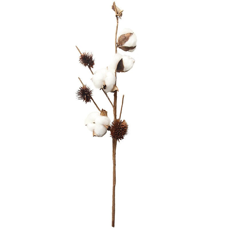 Flores y plantas artificiales de algodón de secado natural rama Floral para decoración para de boda flores artificiales para el hogar Decoración Artificial: 1pc 4 heads