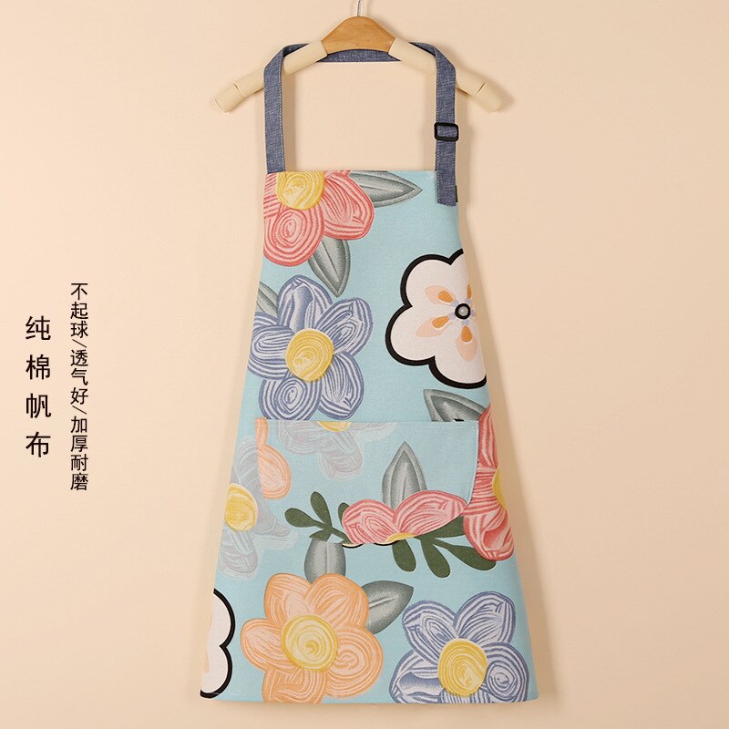 Printed Women Kitchen Aprons Pure Cotton Thickened Adult Home Cooking Baking Coffee Shop Cleaning Aprons: H