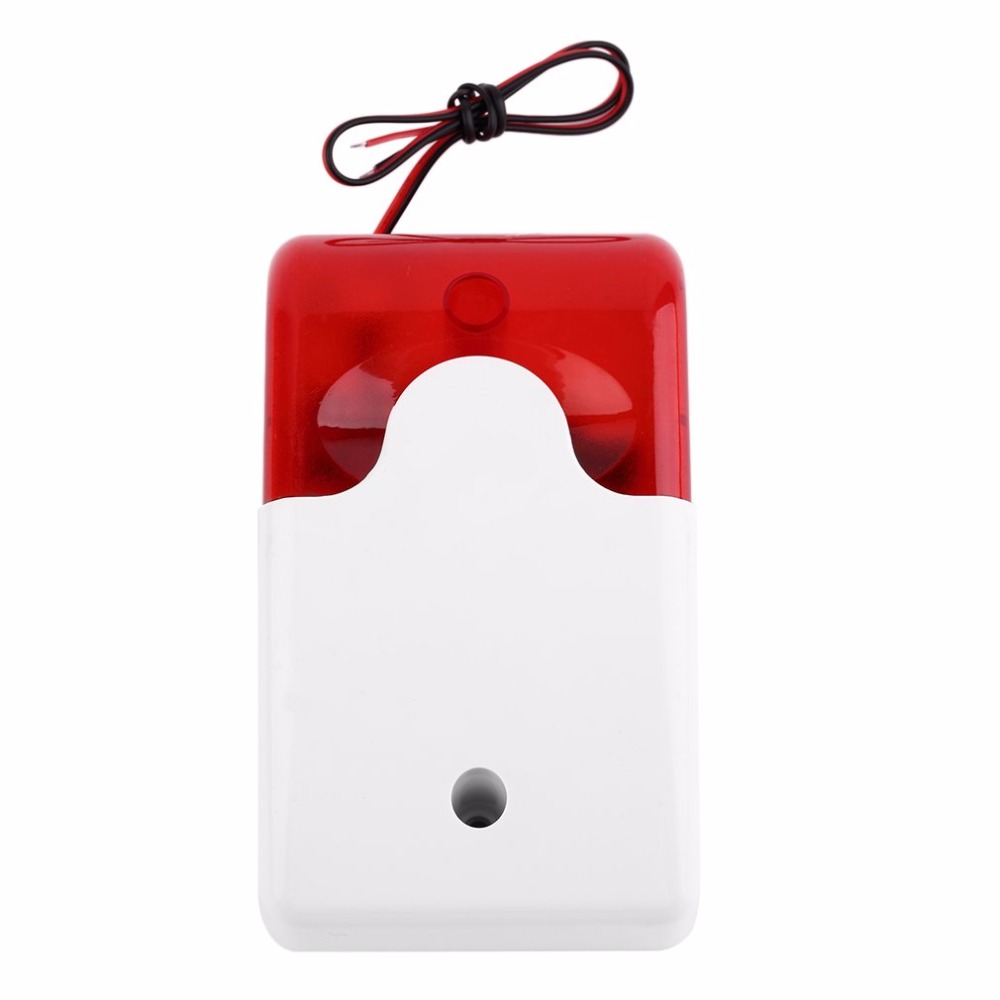 1 sett mini kablet strobe sirene holdbar 12v lydalarm strobe blinkende rødt lys sirene hjemme sikkerhetsalarmsystem 115db