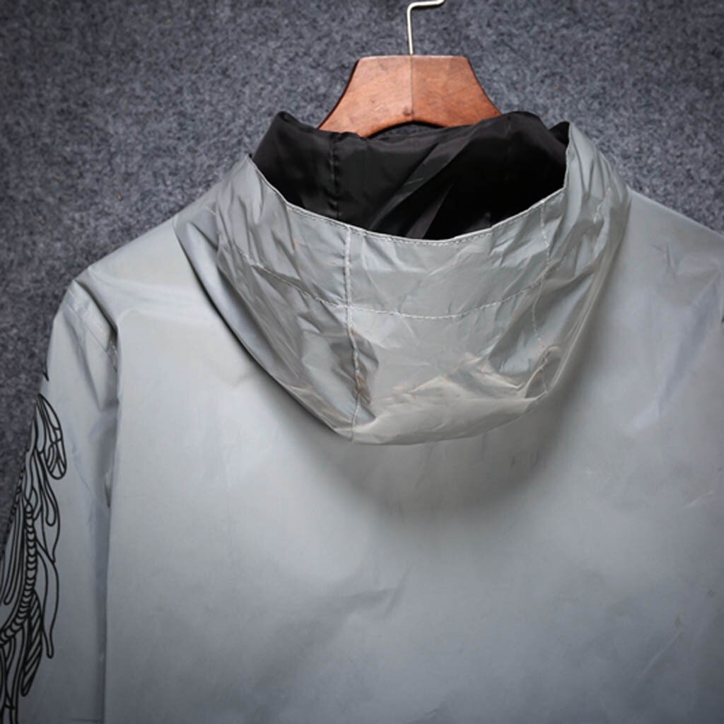 Reflective Jacket Men Women Harajuku Windbreaker Jackets Hooded Streetwear Coat Hooded Fluorescent Clothing Cycling Jacket