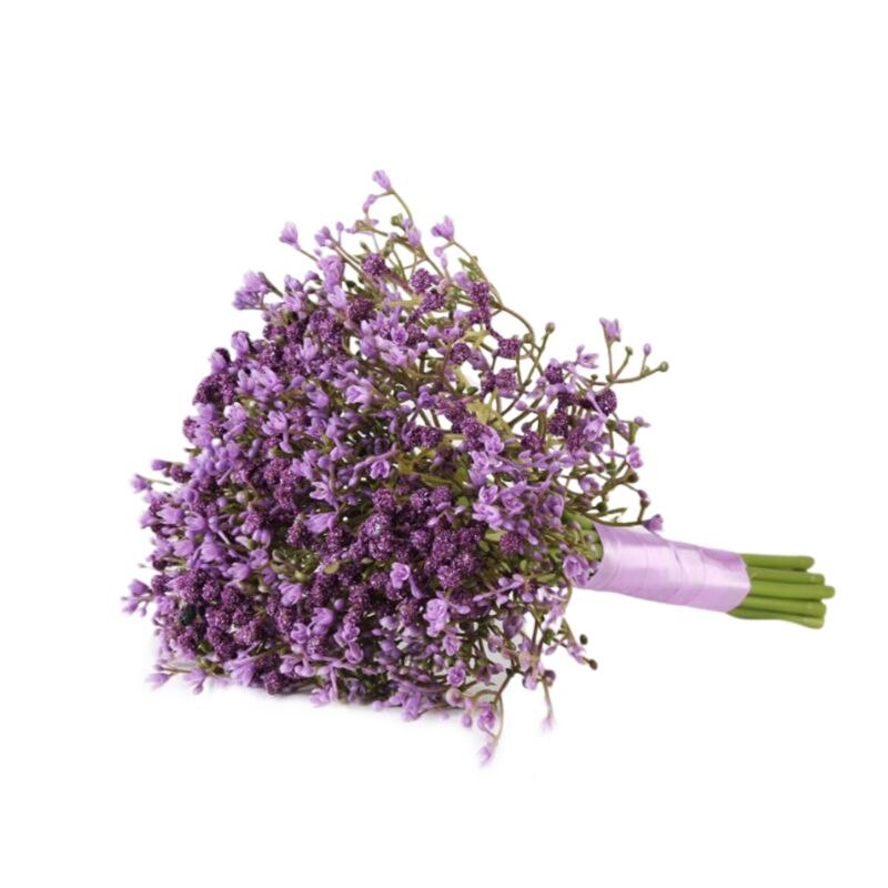 Artificielle bébé souffle gypsophile mariage mariée demoiselle d'honneur Bouquet tenant des fleurs avec ruban de Satin pour la décoration de fête à la maison
