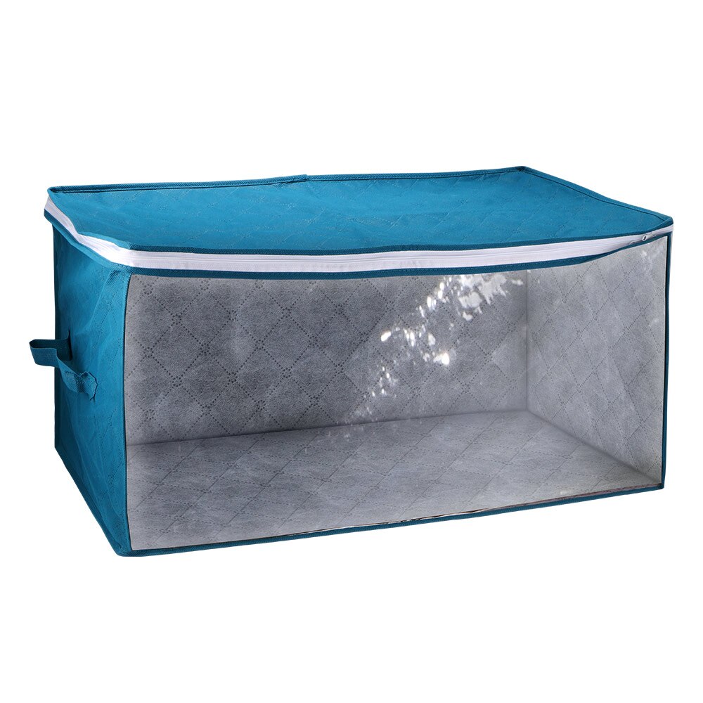 Opvouwbare Kleding Opbergtas Stofdicht Clear Venster Zakken Voor Het Opbergen Van Kleding Non-woven Opbergtas Organizer: blue