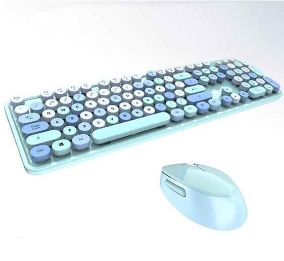KuWFi Bezprzewodowa Klawiatura i Mysz 2.4GHz - 1600 DPI Ergonomiczny Bluetooth do Domowego Biura: Niebieski