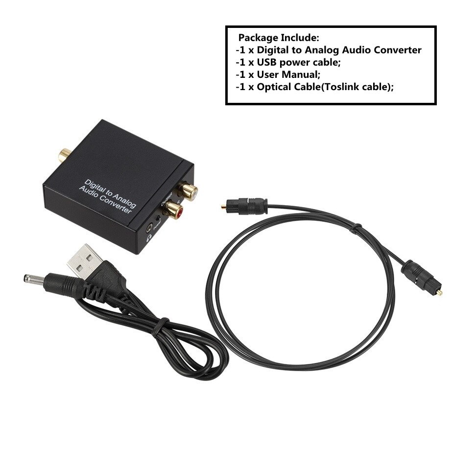 GRWIBEOU – convertisseur USB DAC 3.5mm, Audio numérique vers analogique, Toslink Coaxial Fiber optique, numérique vers analogique, Audio stéréo RCA: Default Title