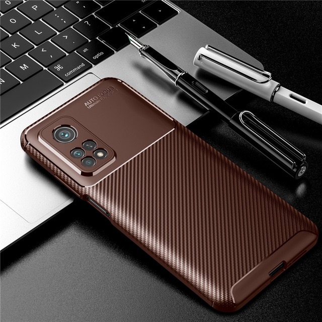 mi10t pro case bumper silicone slim carbon fiber back cover for xiaomi mi10t case xiomi mi 10t 10 t t10 pro 5g shockproof coque: mi 10t pro / brown