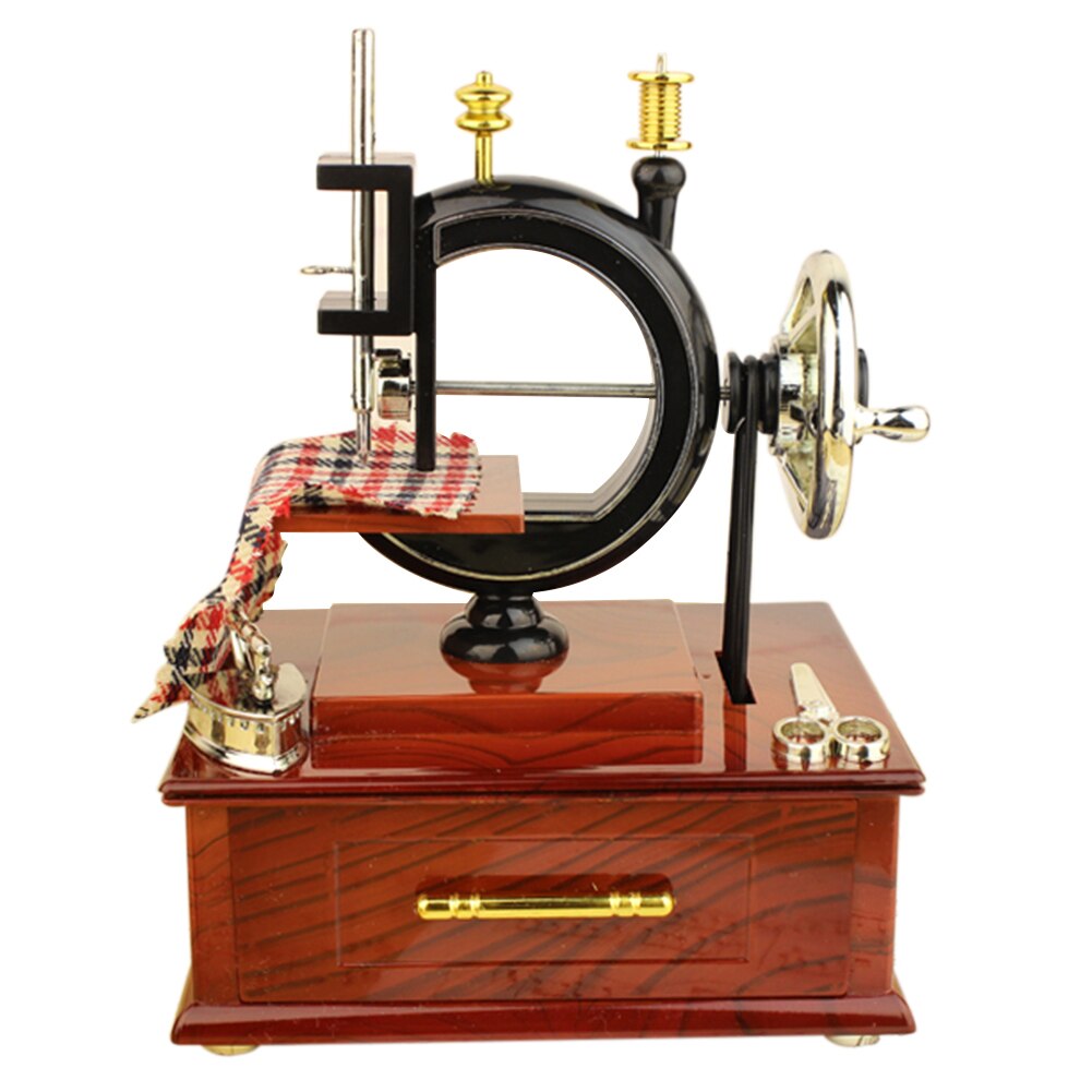 Resin Music Box Simulation Sewing Machine Retro Toy Jewelry Box Home Ornaments for Couple Romantic