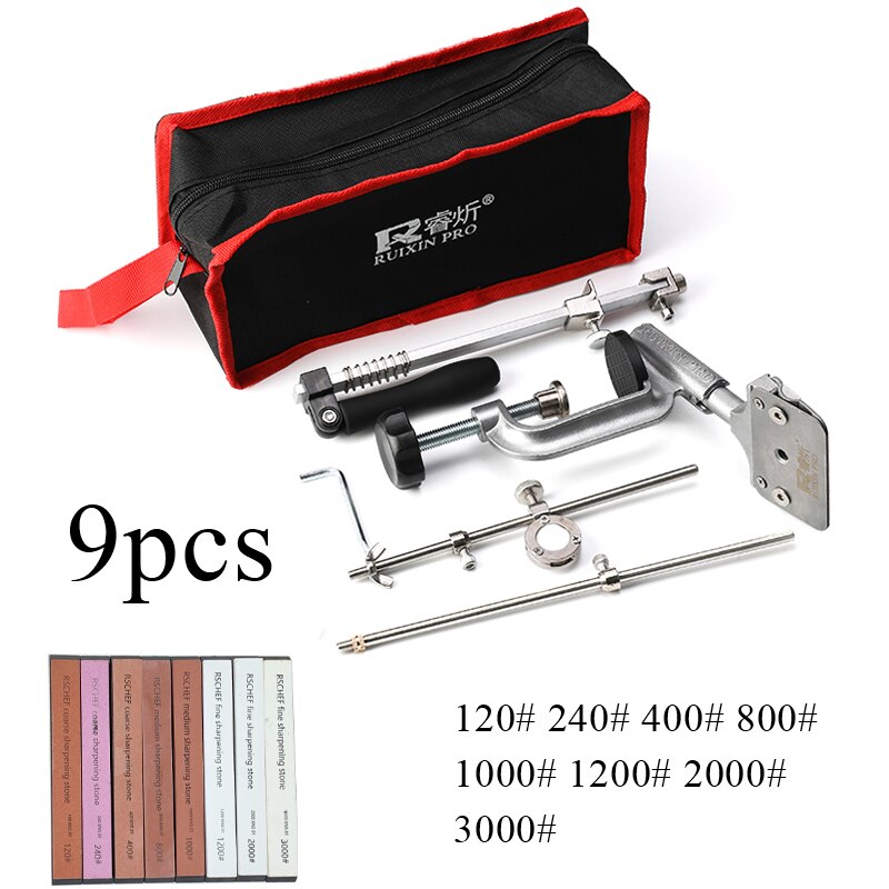 RUIXIN pro coltello rotante a 360 gradi affilacoltelli multifunzione ad angolo fisso impostato di pietra per affilare i diamanti: 9pezzi