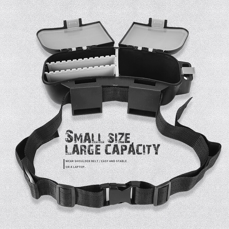 Fiskelok taljeboks multifunktionel fiskeboks bærbar vandtæt fiskegrej i plastik arrangørboks taljebælte fiskeri