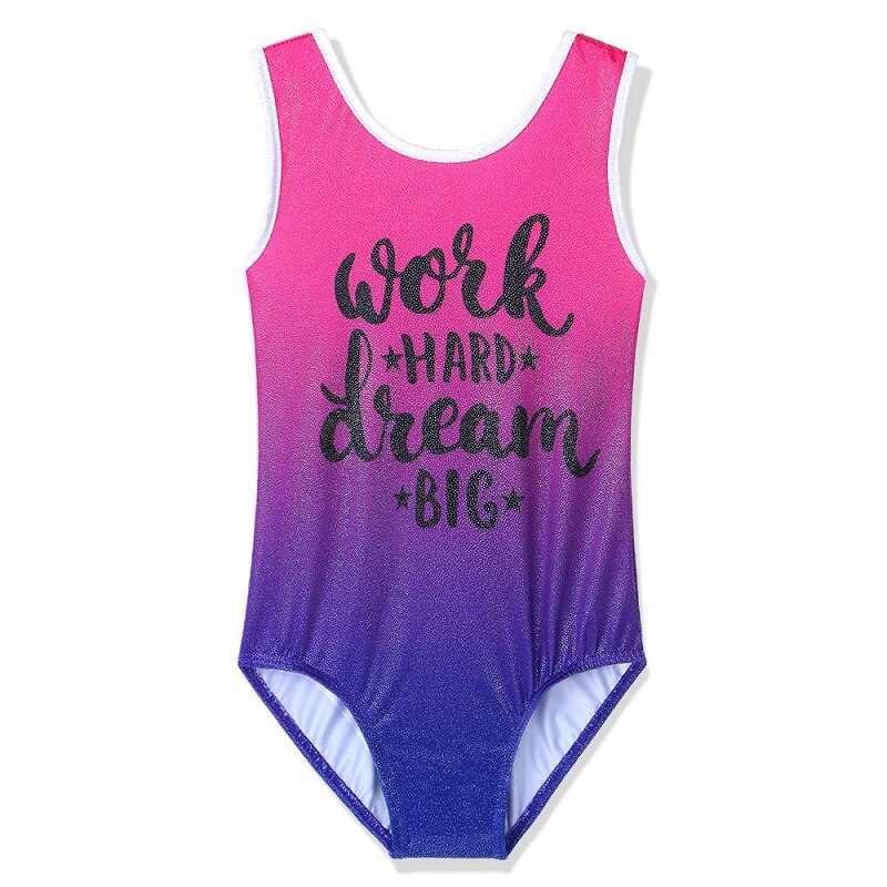 BAOHULU ados brillant lettre justaucorps pour filles enfants gymnastique combinaison sport body formation classe costume enfant: B198 rose / 4A