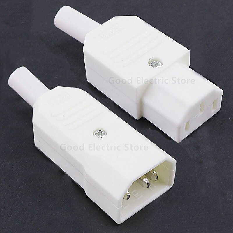 THGS 250V 10A Power Connector IEC 320 C14 Plug to C13 Socket: A pair White