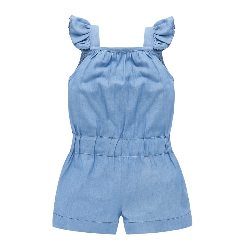 Nueva ropa de verano para niña, mono bonito y dulce, pantalones de tela vaquera lavada, mono, mono de tirantes, pantalones cortos de vaquero