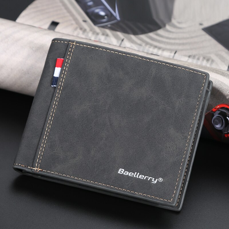 Hommes court sac à main carte mince multi carte portefeuille jeunesse horizontal billet pince