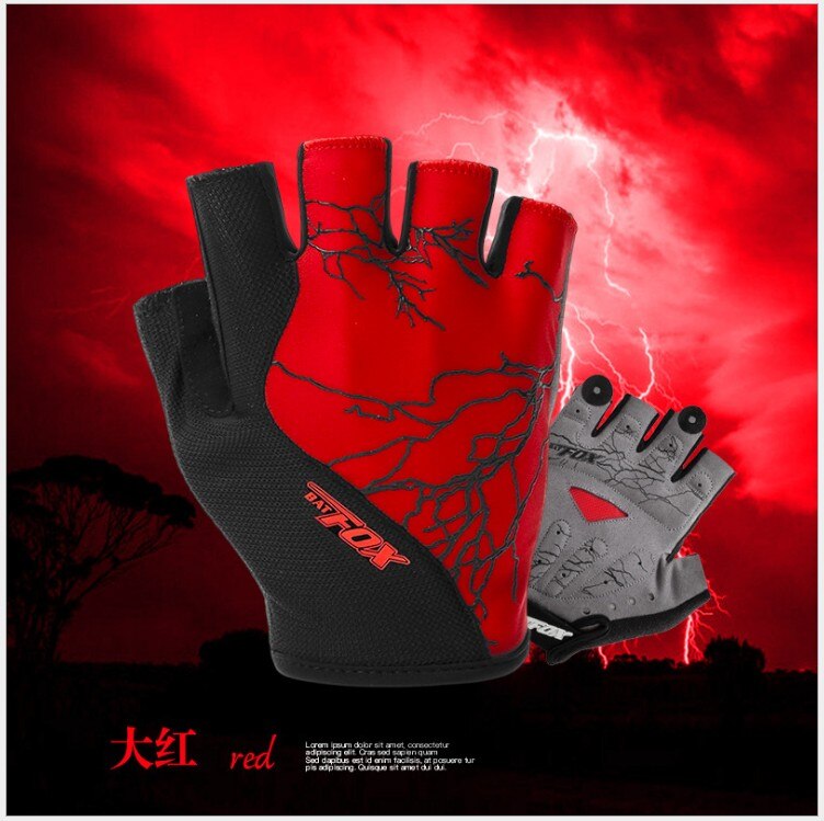 BATFOX-guantes de Ciclismo de medio dedo para hombre y mujer, plantilla de Gel antideslizante, transpirables, para ciclismo de montaña, Guantes de bicicleta de carretera, guantes deportivos de ciclismo: red / M