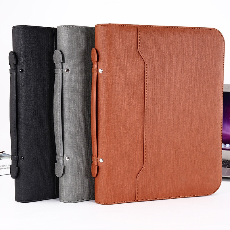 A4 Padfolio Datei Schrank Ordner Luxus Bindemittel Fichario Organizer Halfter Geschäft Ringe Manager Aktentasche Reißverschluss Spirale Notizbuch