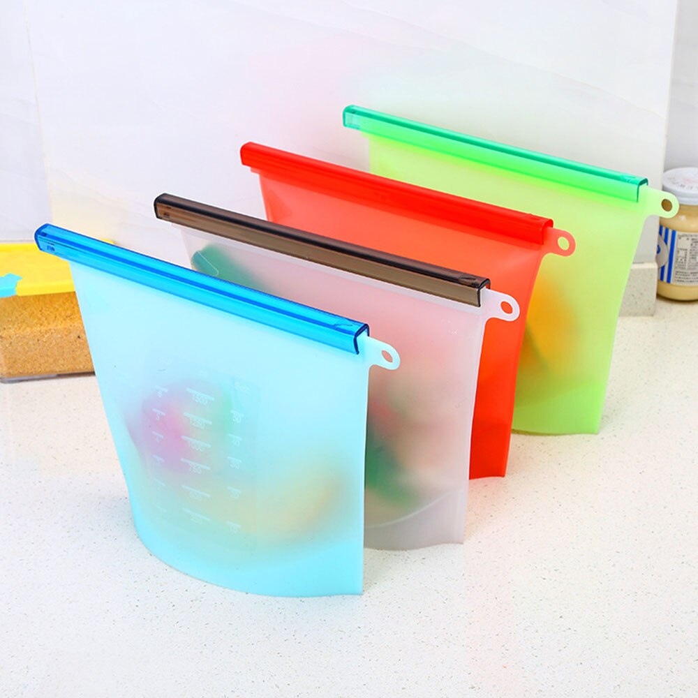 Sqinans bolsas reutilizables de silicona al vacío para almacenamiento de alimentos con cierre, bolsas frescas para nevera, envoltorios, contenedor de comida de cocina, bolsa Ziplock