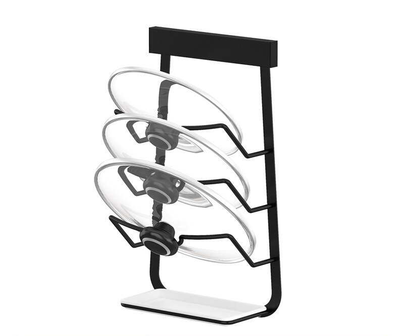 Black Stainless Steel Wall Mounted Kitchen Storage Rack Dish Drainer Plate Drying Pot Cover Cutlery Holder Oragnizer Accessories: Pot Cover Holder
