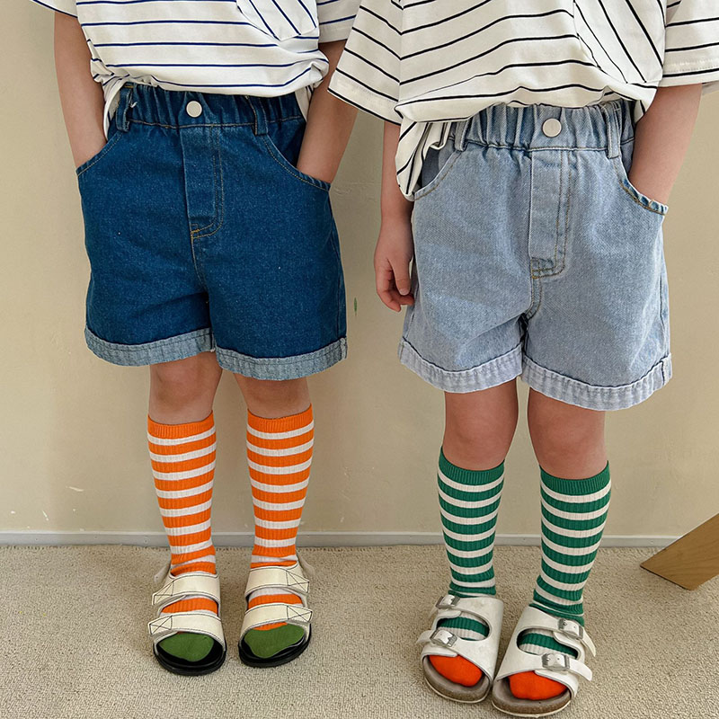HAYANA-pantalones cortos de mezclilla para niños, pantalón informal, sencillo, verano, 2022