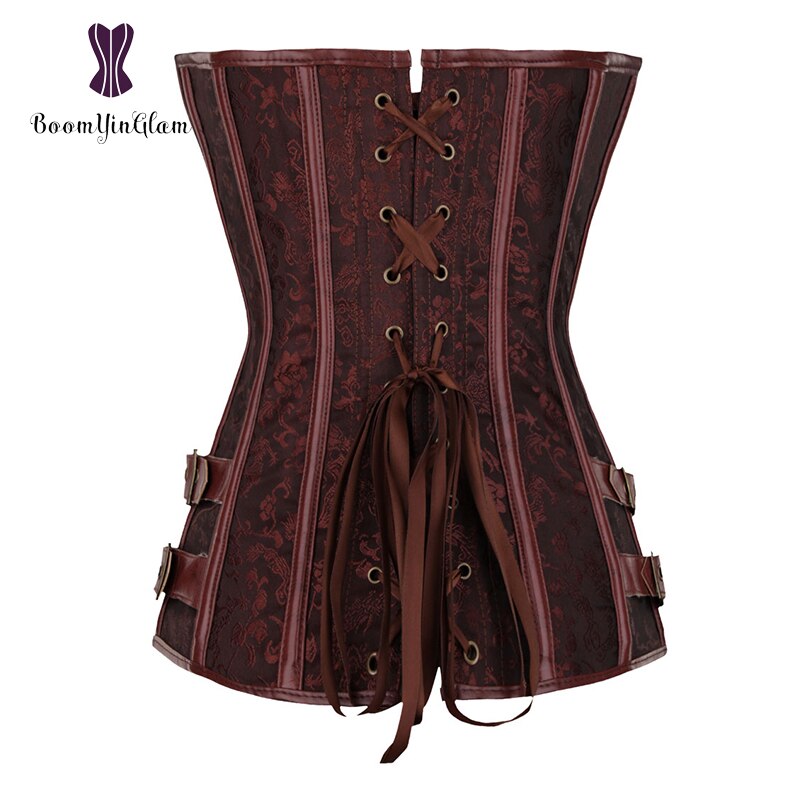 Svart/brun färg body shapewear midja tränare retro vintage dam bustiers steampunk gotisk korsett storlek s -6xl 916#