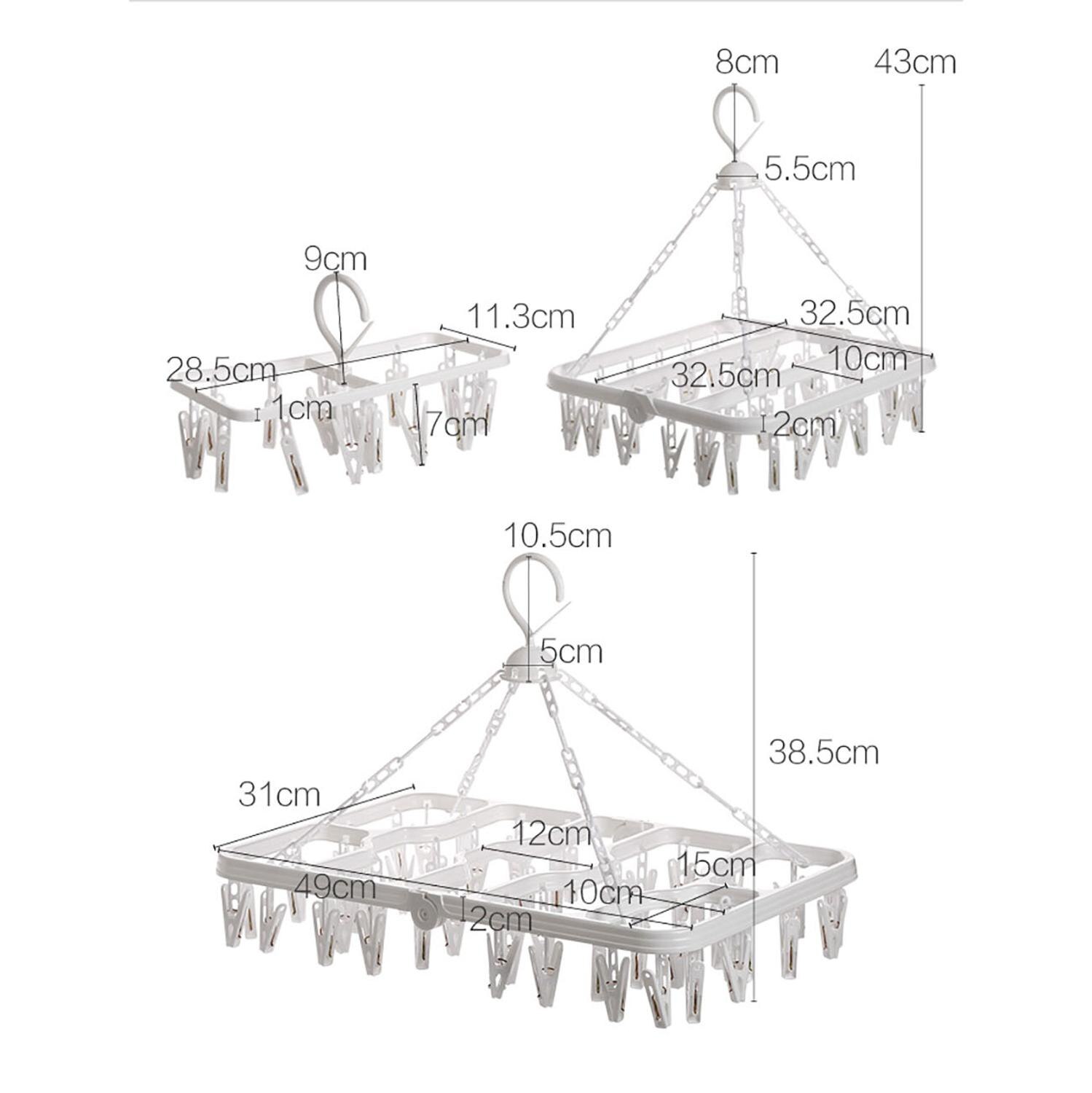Porte-vêtements pliable à 16/36/48 clips, cintre à linge rotatif, support de rangement pour soutien-gorge, chaussettes, sous-vêtements, pince à linge