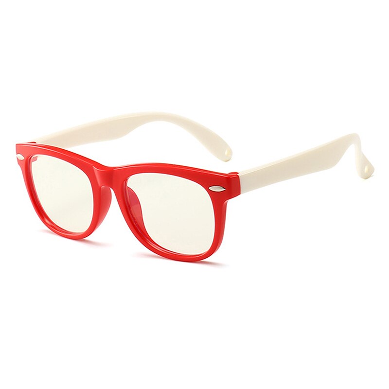 Maxjuli Kinderen Vierkante Blauw Licht Blokkeren Glazen Optische Frame Kind Jongen Meisje Computer Anti Reflecterende Brillen 6612: C3 red white