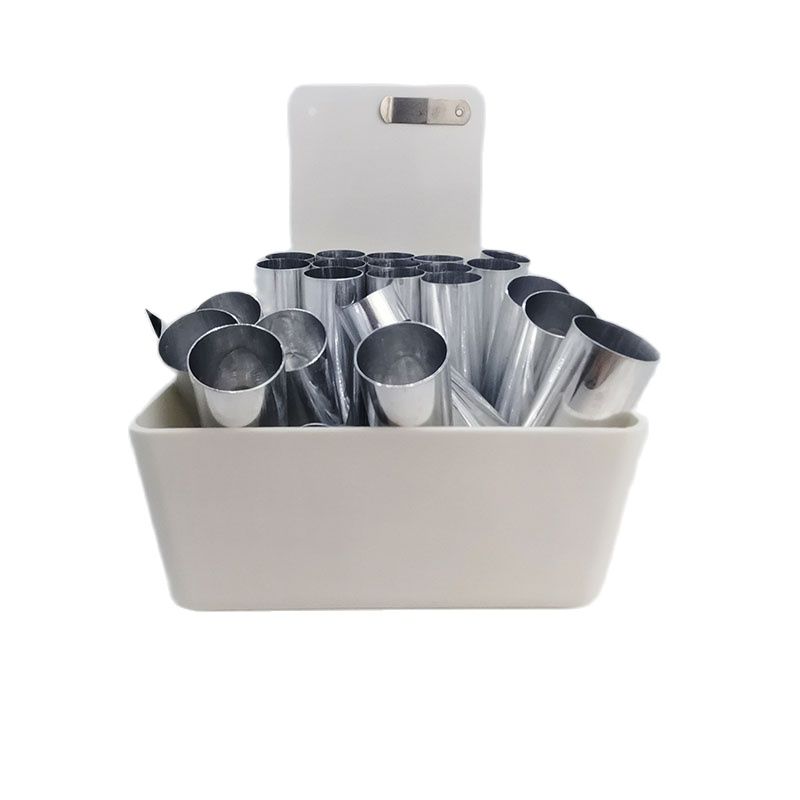 50 unids/set de cilindro de cartucho de aluminio vacío Dental con tapa 22/25mm 65-120mm, Material de herramienta de odontología para técnico