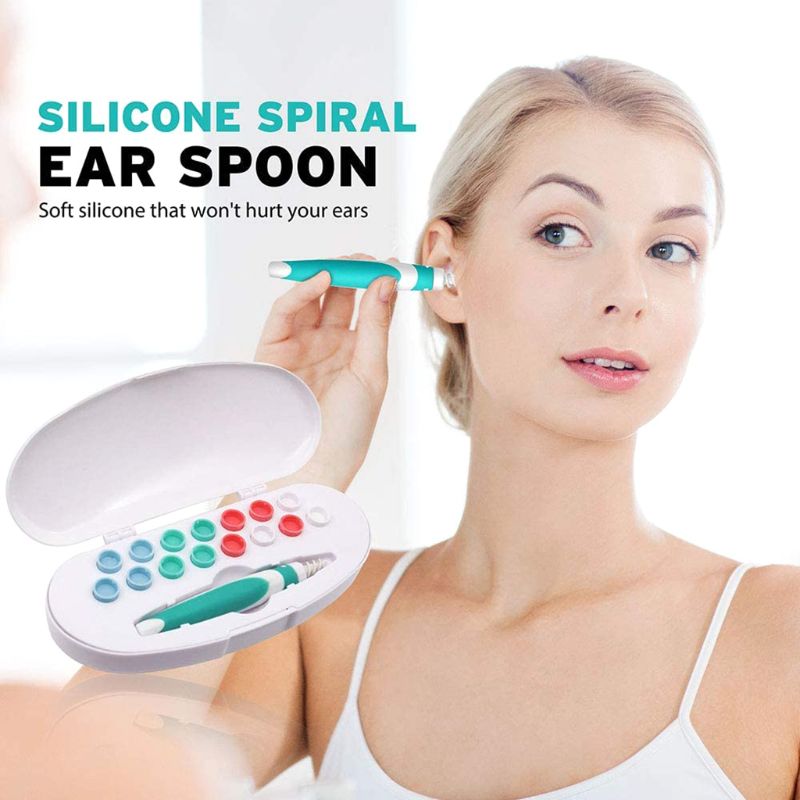 Øre renere ørepik ører voksfjerner spiral ørevoks med 16 udskiftningstip sæt pleje værktøjer nemme at bruge