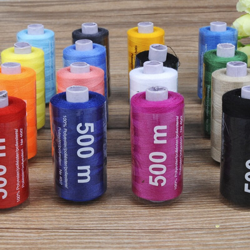 500 metrów 12/15szt. 402 nici robić szycia biała kolorowa nić poliestrowa na szycie ubrań mocna i trwała