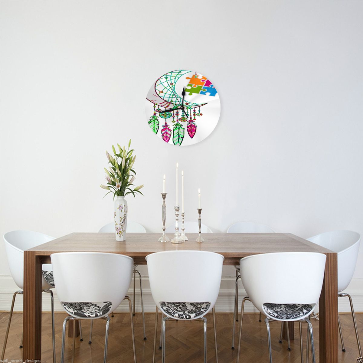 Autism Awareness Dream Catcher Hippie Watches Wall Decor Room Wall Clock Led Table Clock Cuckoo Clock Modern