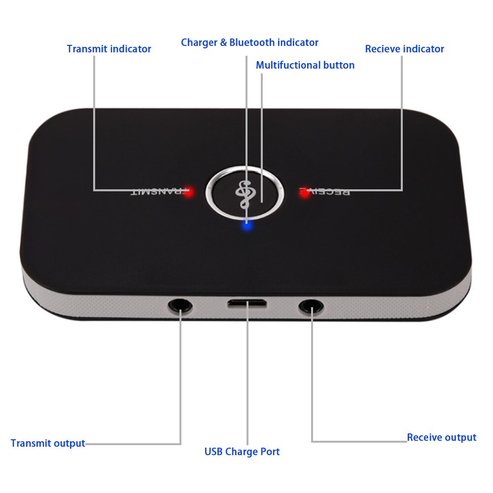 B6 bluetooth 5.0 sändare mottagare trådlös ljudadapter för pc tv hörlur bil 3.5mm 3.5 aux musik mottagare avsändare
