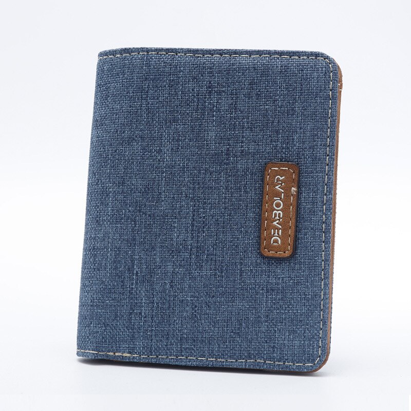 Cartera de cuero sintético para hombre, cartera masculina delgada de lona y cuero sintético, con tarjetero y estuche para tarjetas de crédito, color negro, azul y gris, 2022: Type B blue