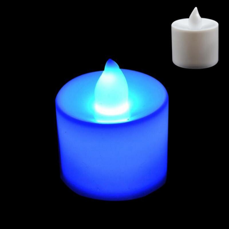Led Kaarsen Thee Licht Creatieve Led Kaarsen Batterij-Aangedreven Vlamloze Kaars Thuis Bruiloft Verjaardag Party Decor Kaars Accessoires: Blauw