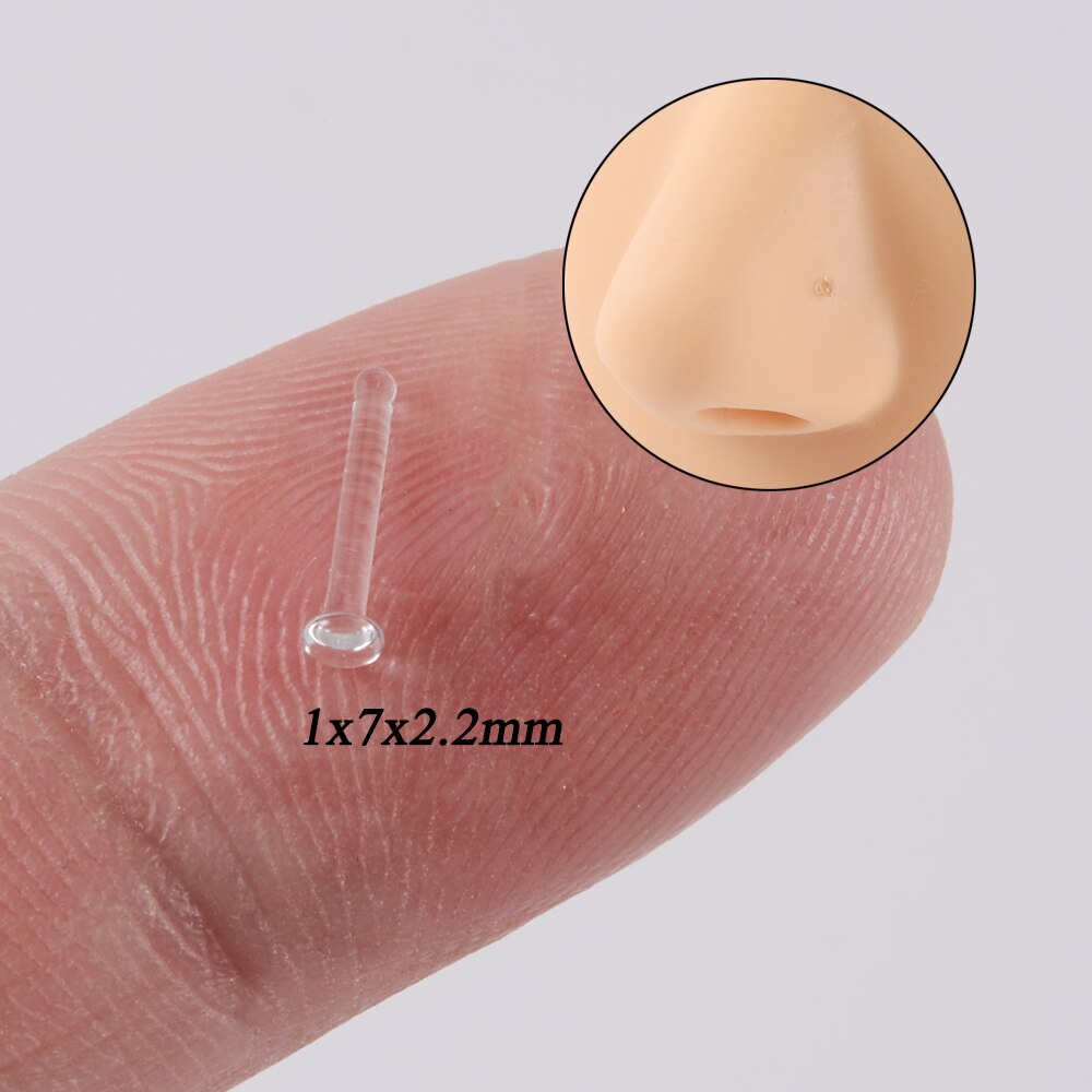 1Pc Glas Transparant Neus Stud Rechte Neus Ring Retainer Houder Neus Hoop Ring Body Piercing Sieraden 18G: Licht Geel Goud Kleur