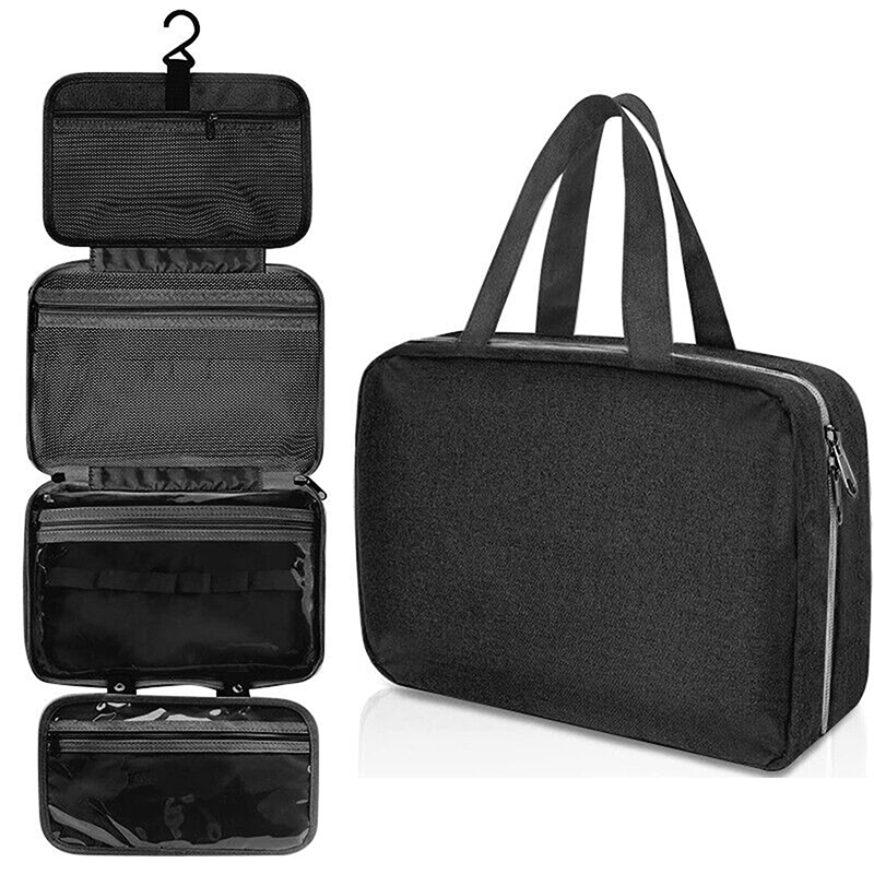 Large Hanging Hook Toiletry Bag Waterproof Folding Handbag Travel Makeup Cosmetic Razor Storage Organizer Case Bathroom Supplies: Clear