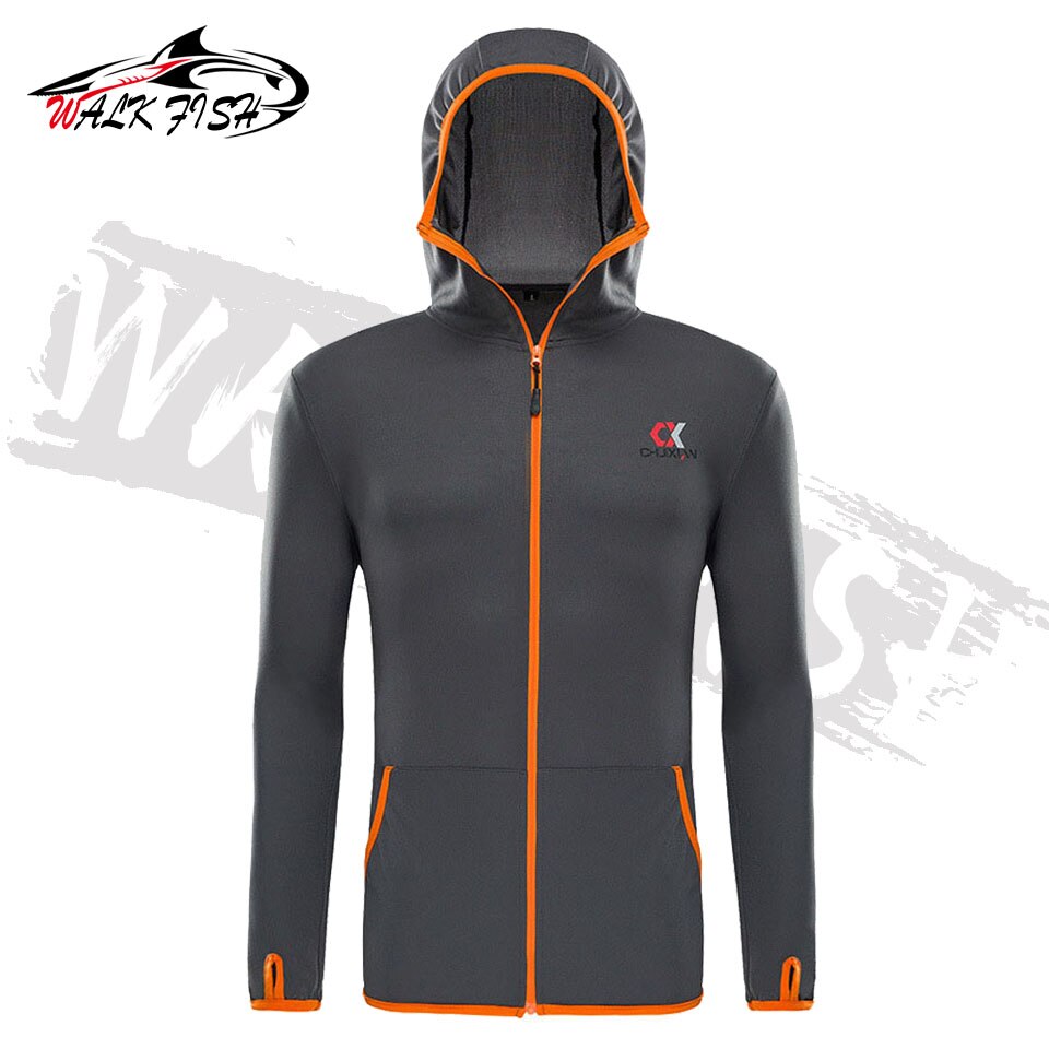 WALK FISH Breathable Fishing Clothing Men Waterproof Fishing Shirts Quick Drying Fishing Clothes Long Sleeve Fishing Jacket: XL / Gray