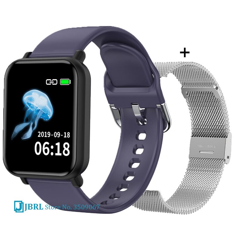 Children Full Touch Smart Wristband Girls Boys Smart Watch Swimming Kids Smartband Teen Fitness Bracelet Bluetooth Android IOS: purple add strap 2