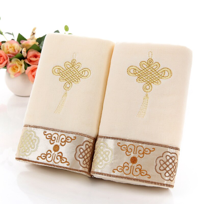 Chinese Knot Household Towel Cotton Rag Hair Towel Absorbent Face Towel Soft Plain Adult Towel Set Household Daily Necessities