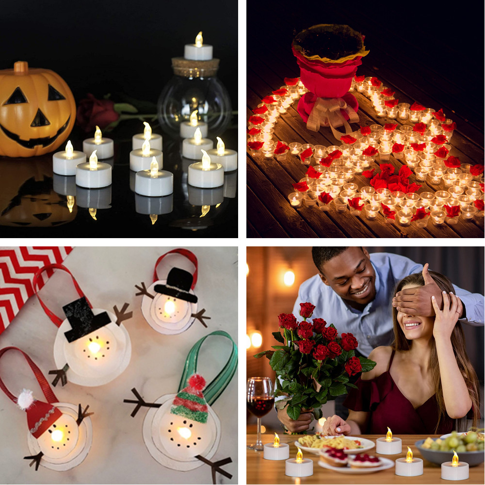 12/24 Stück flammenlose LED-Kerze mit/ohne Fernbedienung, Beleuchtung, flackernde Flamme, Teelicht für Halloween, Weihnachten, Heimdekoration