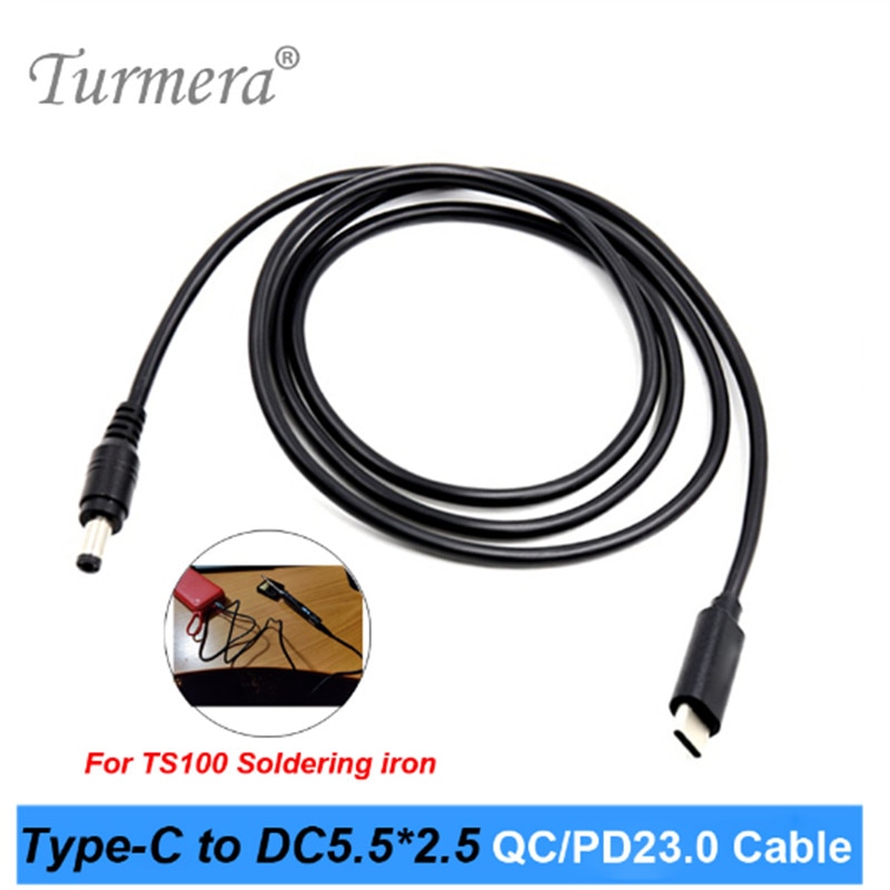 PD QC3.0-disparador de 20V para fuente de alimentación PD tipo C a DC 5,5*2,5mm, Cable de carga, Banco de energía para soldar TS100 y uso de ordenador portátil