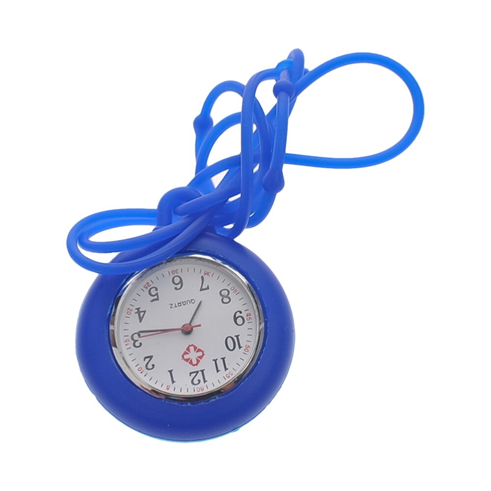 1pc enfermeira relógio redondo silicone enfermeira bolso pendurado relógio presente relógio (branco): Blue