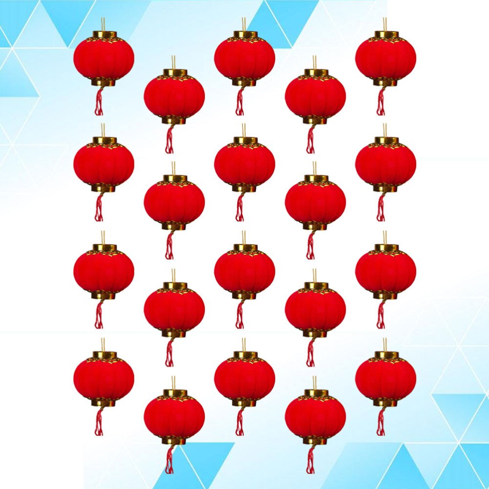 20Pcs Lanterns Round Decorative Red Chinese 3D Lanterns for Celebration Spring Festival Party