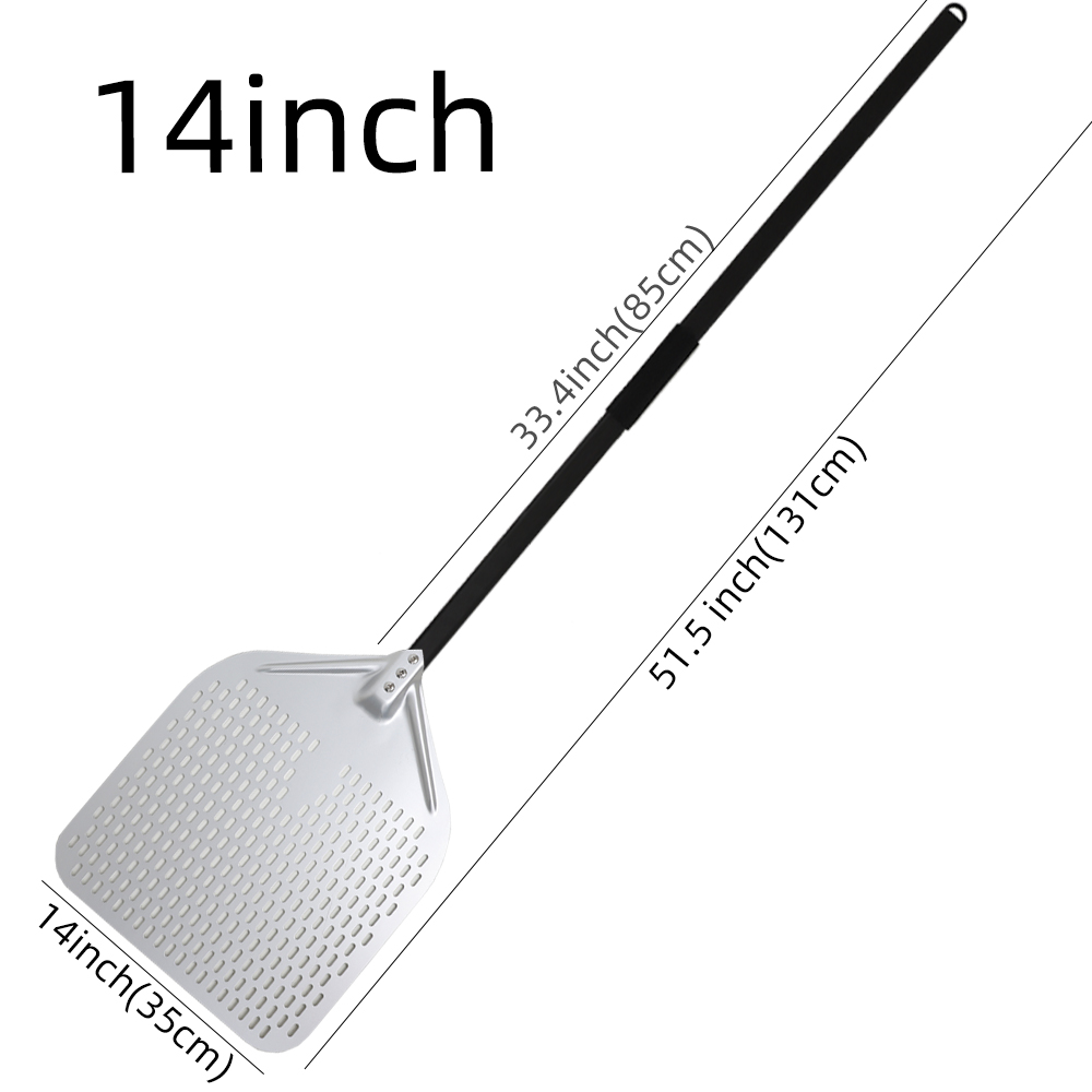13 14 Inch Long Handle Pizza Peel Paddle Adjustable Turning Shovel Baking Tools Kitchen Utensils Nonstick Pizza Turner for Oven: Brown
