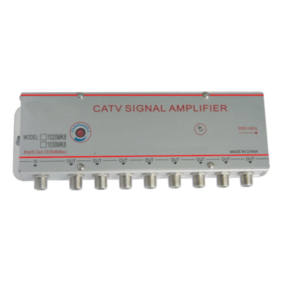 1020MK8 CATV Signal Amplifier TV Signal Amp 1IN8 OUT 20DB For Digital TV Equipments (Eueope Plug )