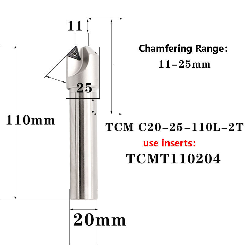 LIHAOPING TCM herramienta de chaflán de 45 grados 12 16 20 mm C20-40-120 torno CNC fresa de acero de tungsteno TCMT fresa de extremo de inserción de carburo: > 32mm