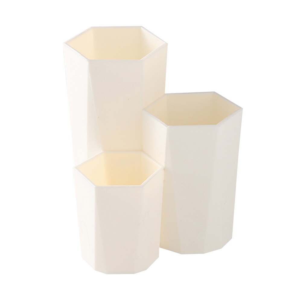 Plastic Desk Cosmetic Storage Box Lipstick Brushes Holder Organizer Makeup Tool: White